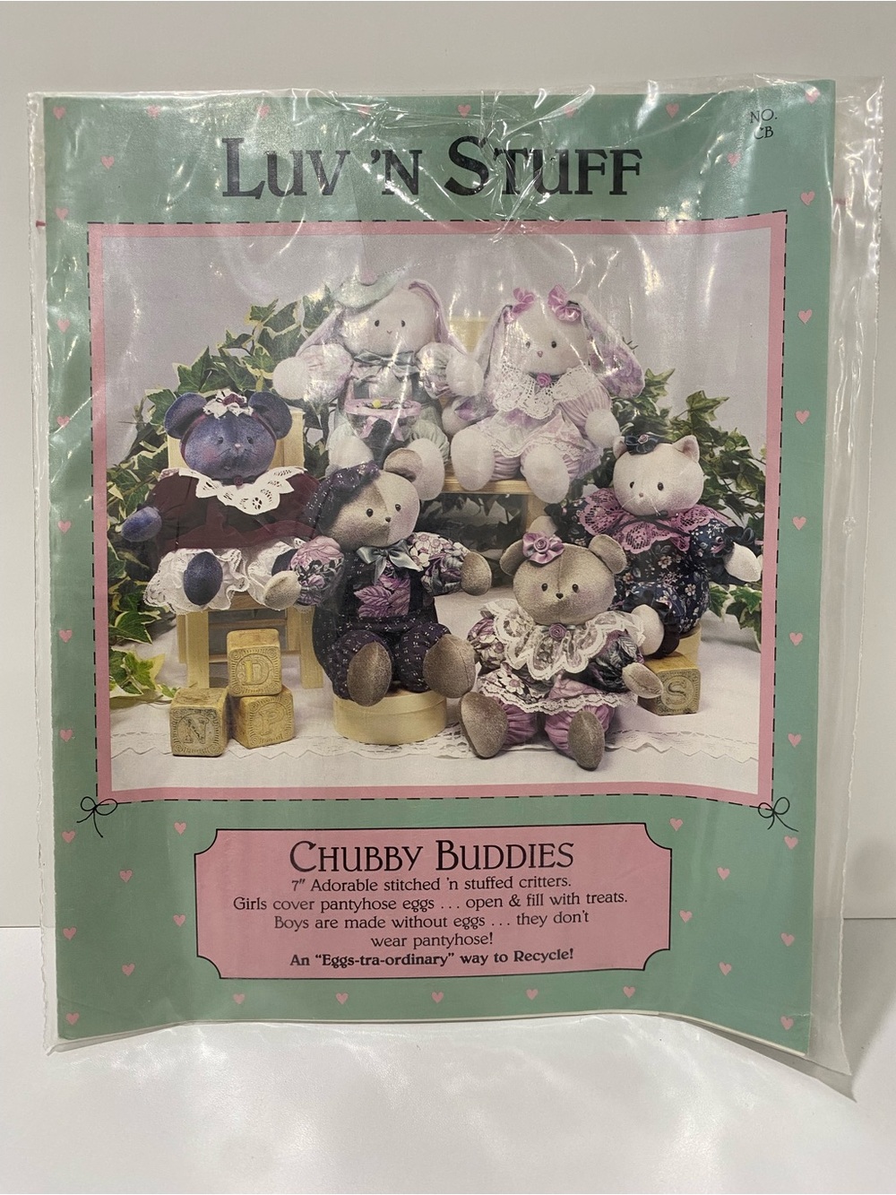 Vintage 1991 Luv N Stuff Chubby Buddies Sewing Pattern Bunny Bear Kitty